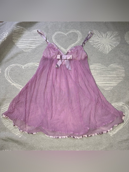 Victoria's Secret Other - Victoria's Secret Angel Lavender Gingham Sheer Babydoll with Satin Bow